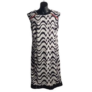 Madison Leigh Women's Size 10 Dress  Sleeveless Black White Stretch Midi Dress